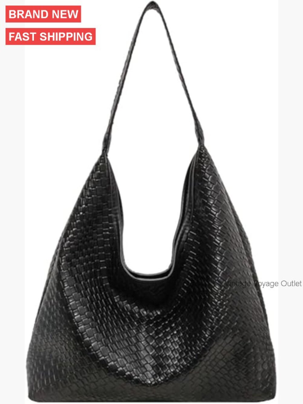 Medium Vegan Leather Woven Tote Hobo Shoulder Bag Large Capacity